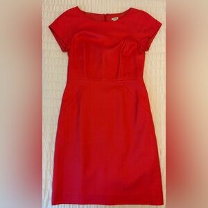 J. Crew Coral Red Sheath Mini Dress Crew Neck Short Sleeve